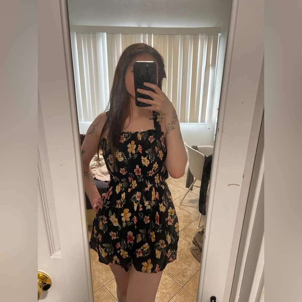 Hollister Floral Black Romper